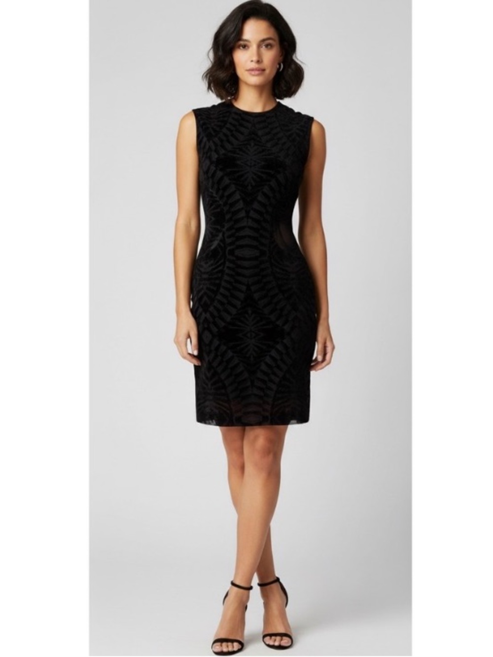 Ronny Kobo Mars Tropez Flocked Mesh Midi Dress Black size Medium